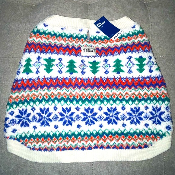 New! Old Navy Dog Fuzzy Fair Isle Multicolor Christmas Sweater Size XL🌈🎄
